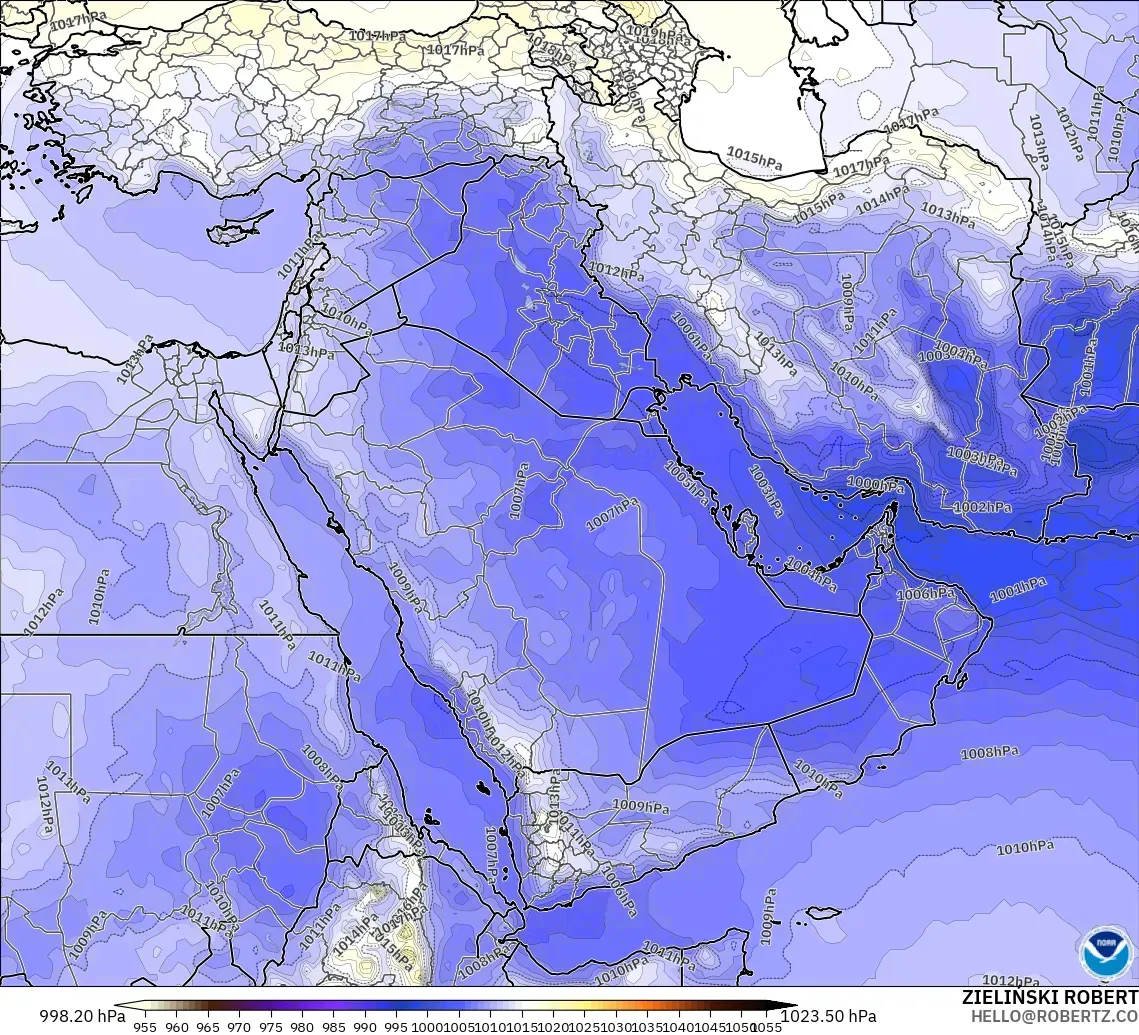GFS modelo - Oriente Medio, Presión
