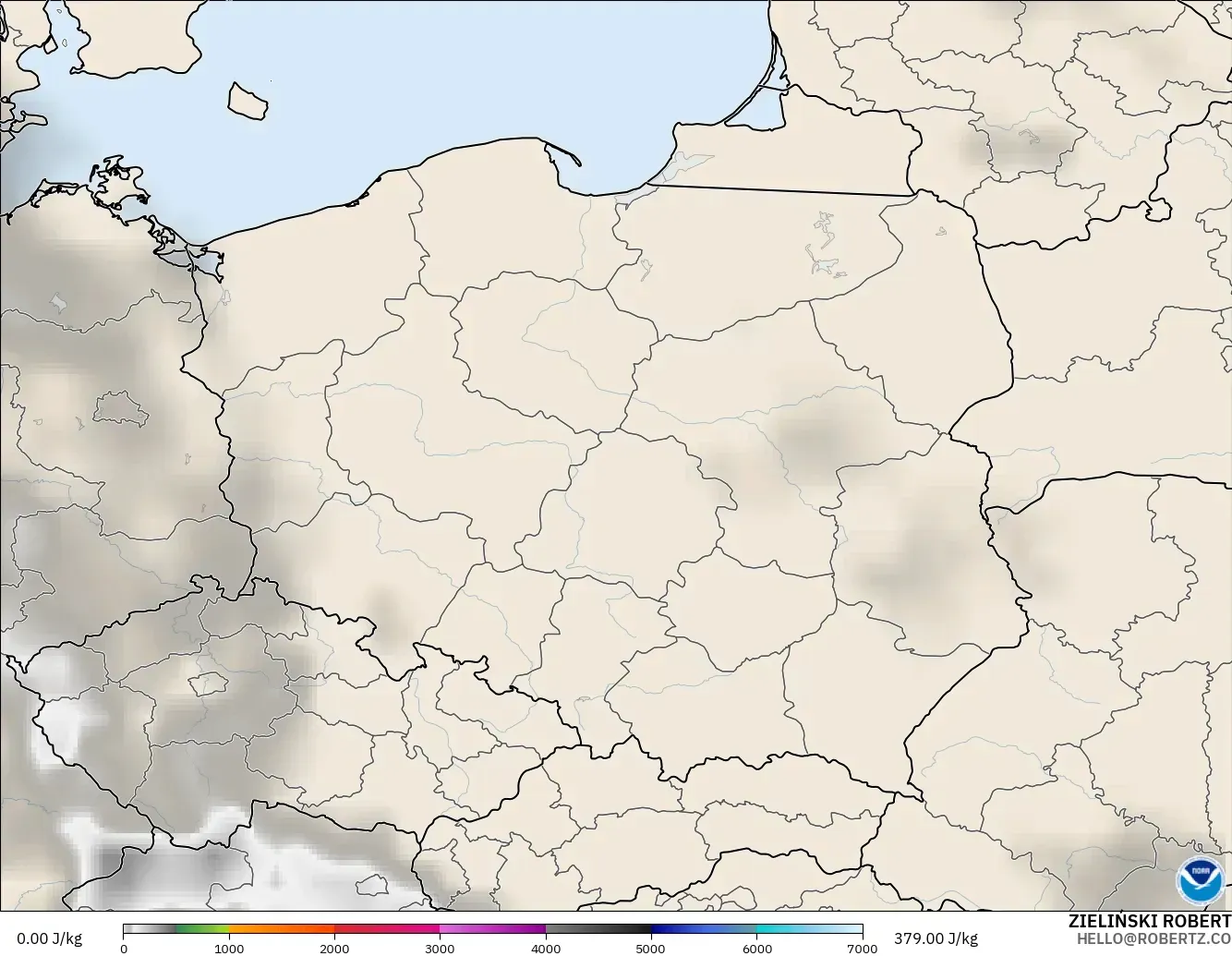 GFS modelo - Polonia, CAPE