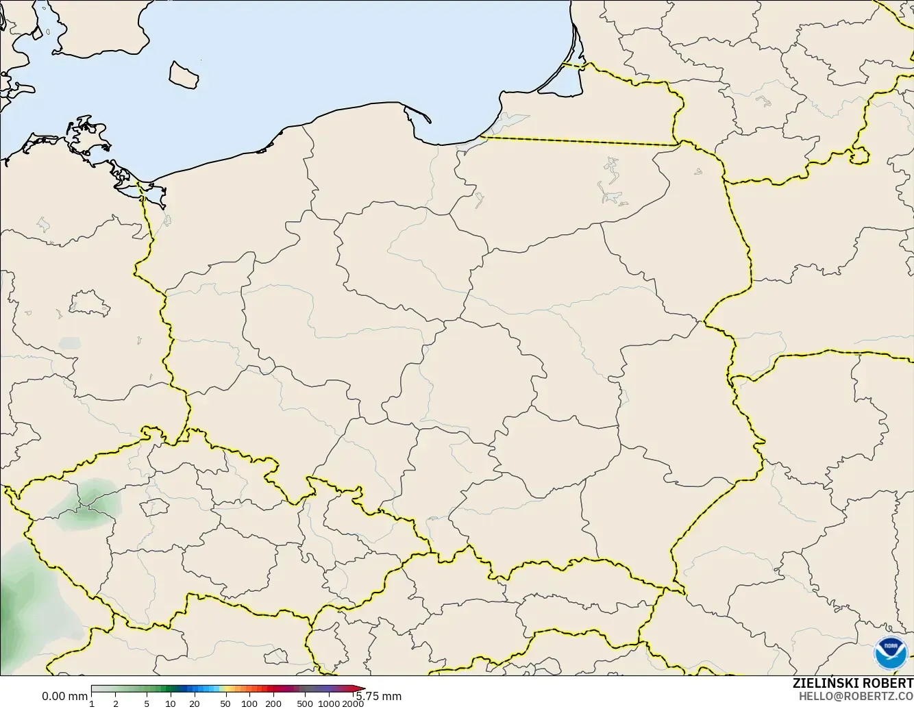 GFS modelo - Polonia, Acumulación de precipitación
