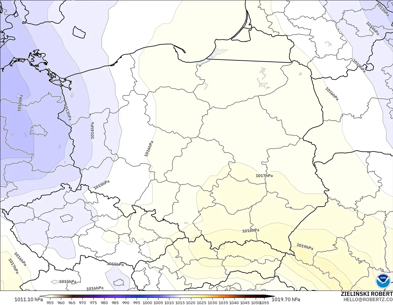 GFS modelo - Polonia, Presión