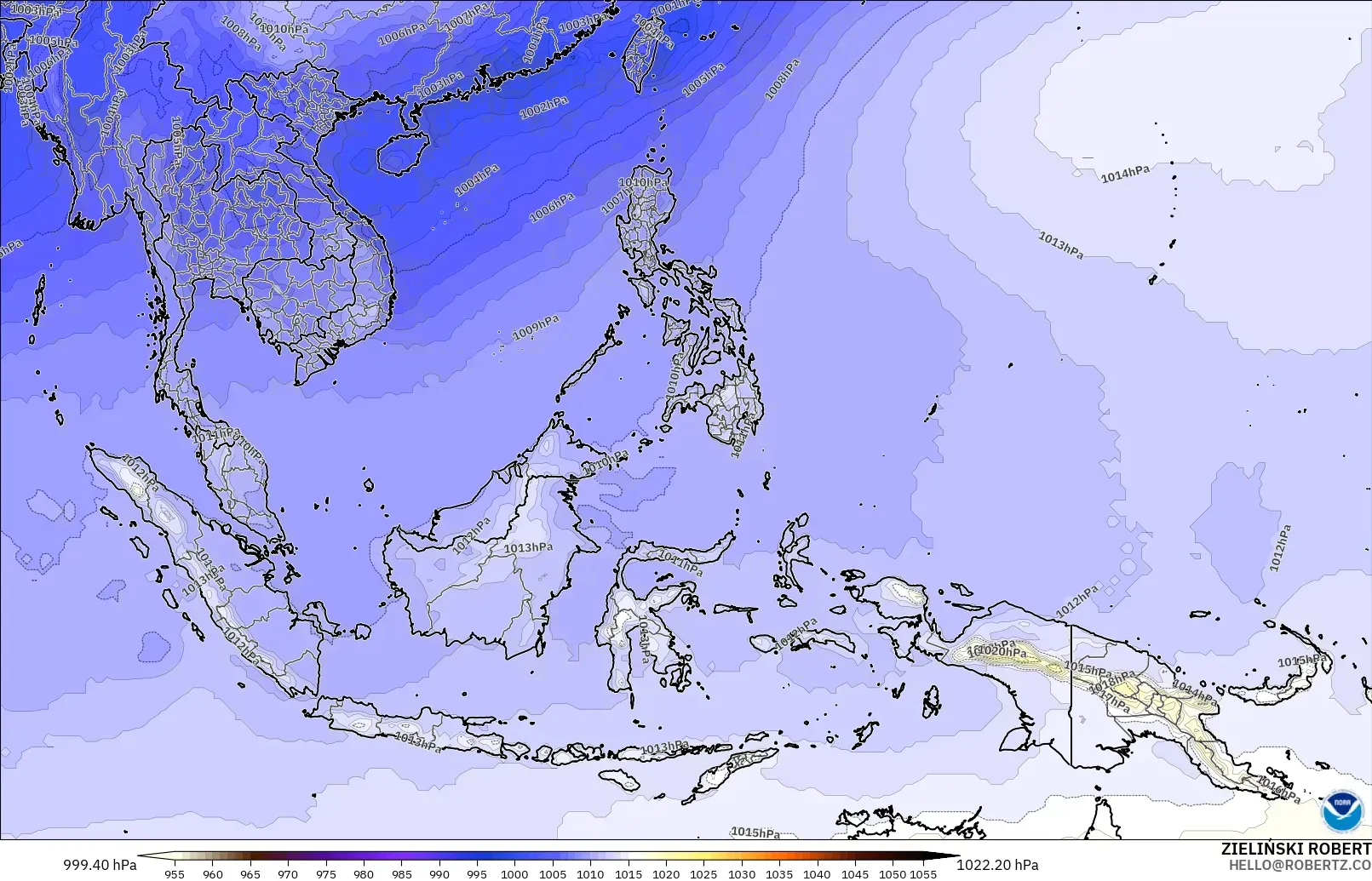 GFS modelo - Sudeste Asiático, Presión