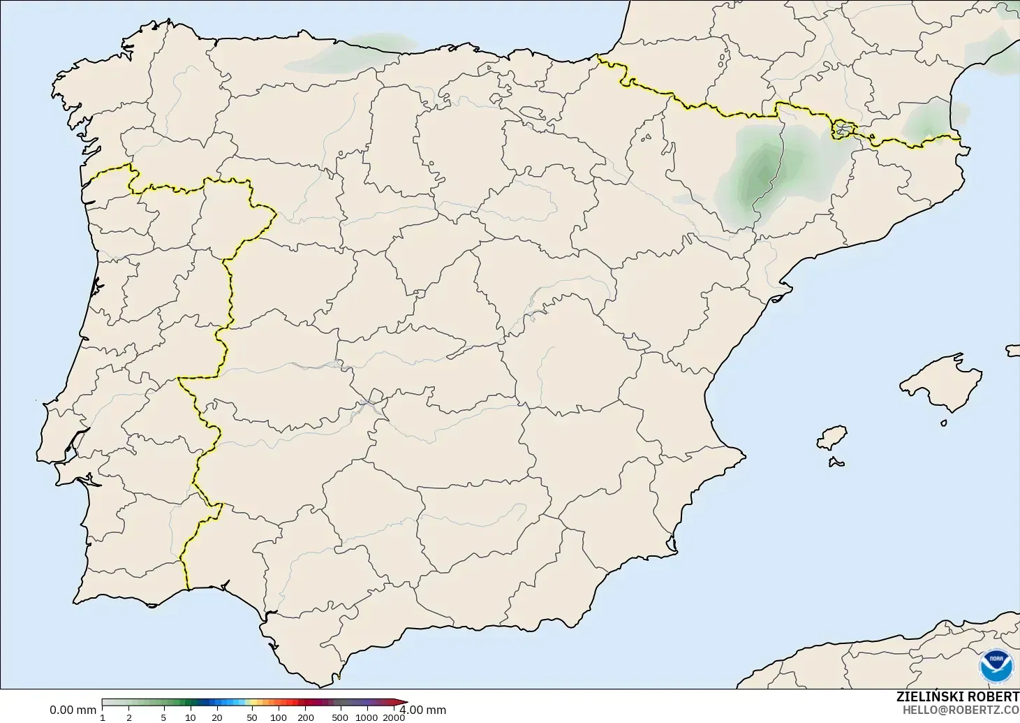 GFS modelo - España, Acumulación de precipitación