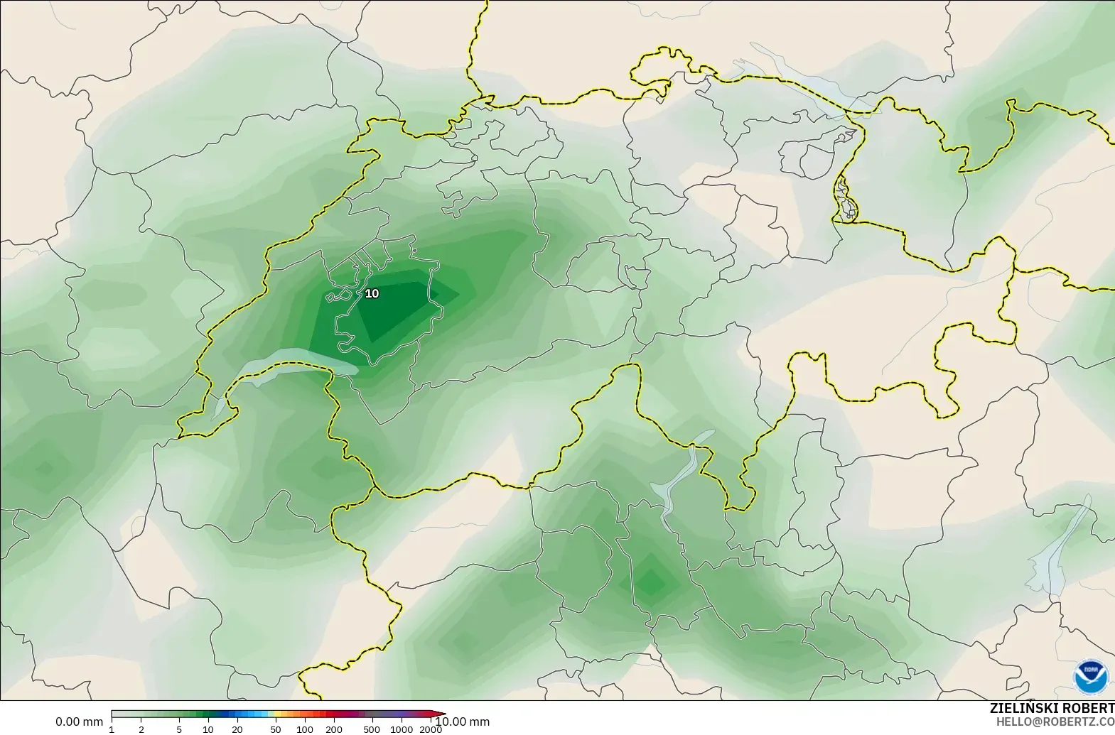 GFS modelo - Suiza, Acumulación de precipitación