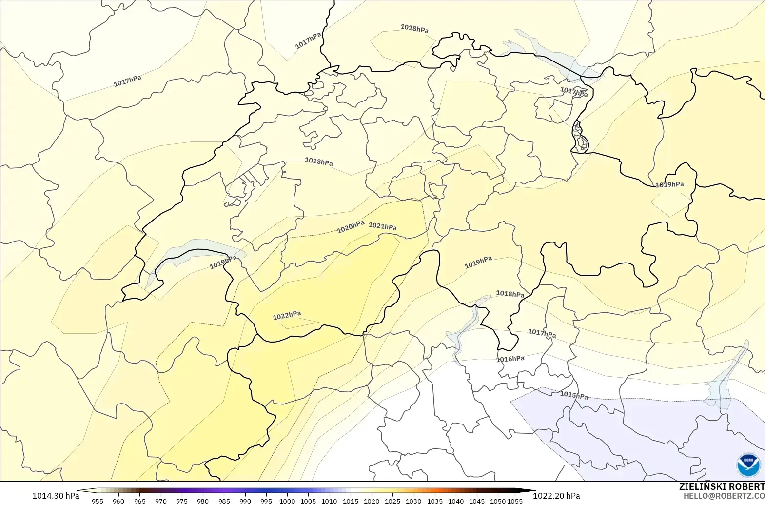 GFS modelo - Suiza, Presión
