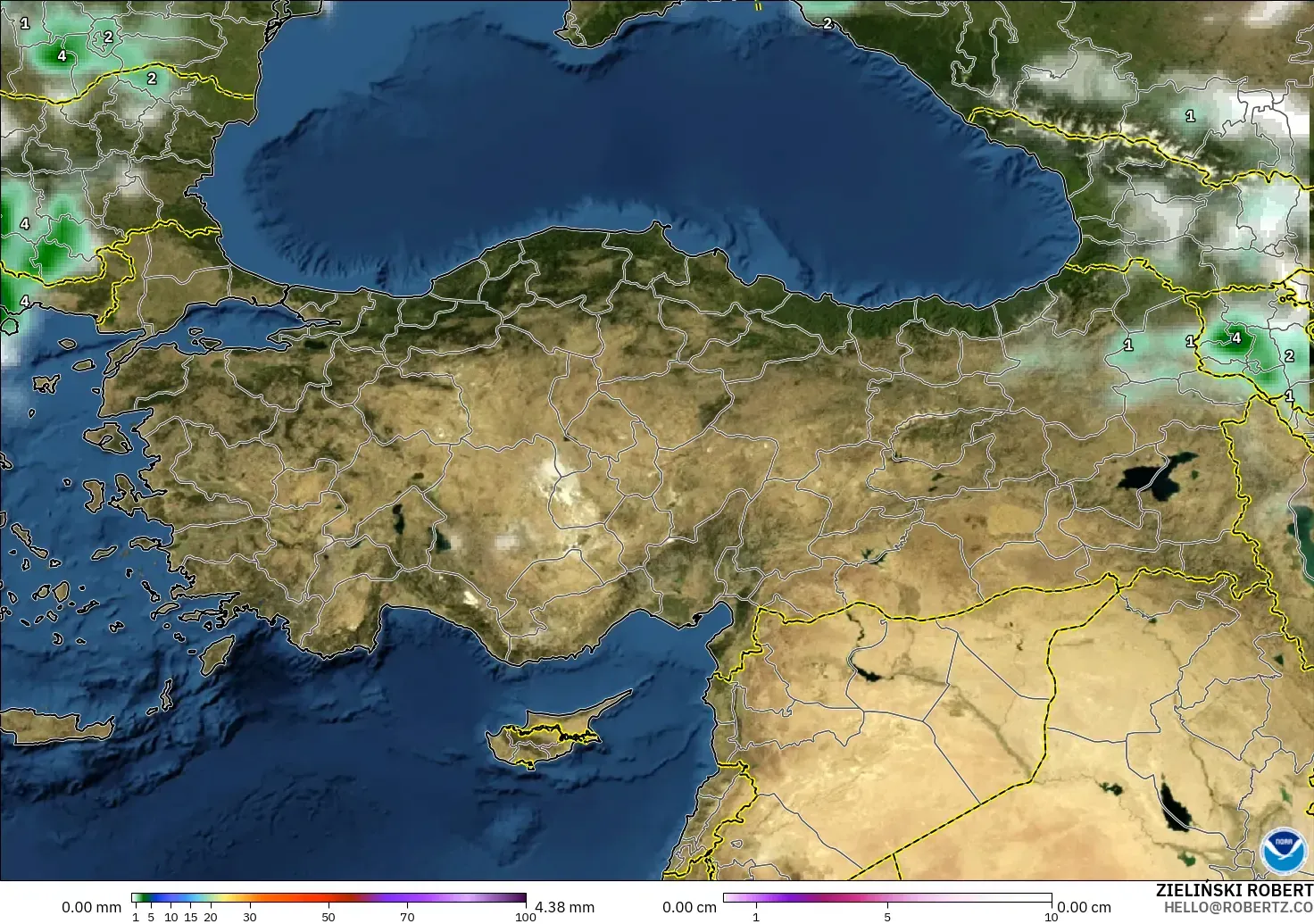GFS modelo - Turquía, Precipitación, nubes y presión