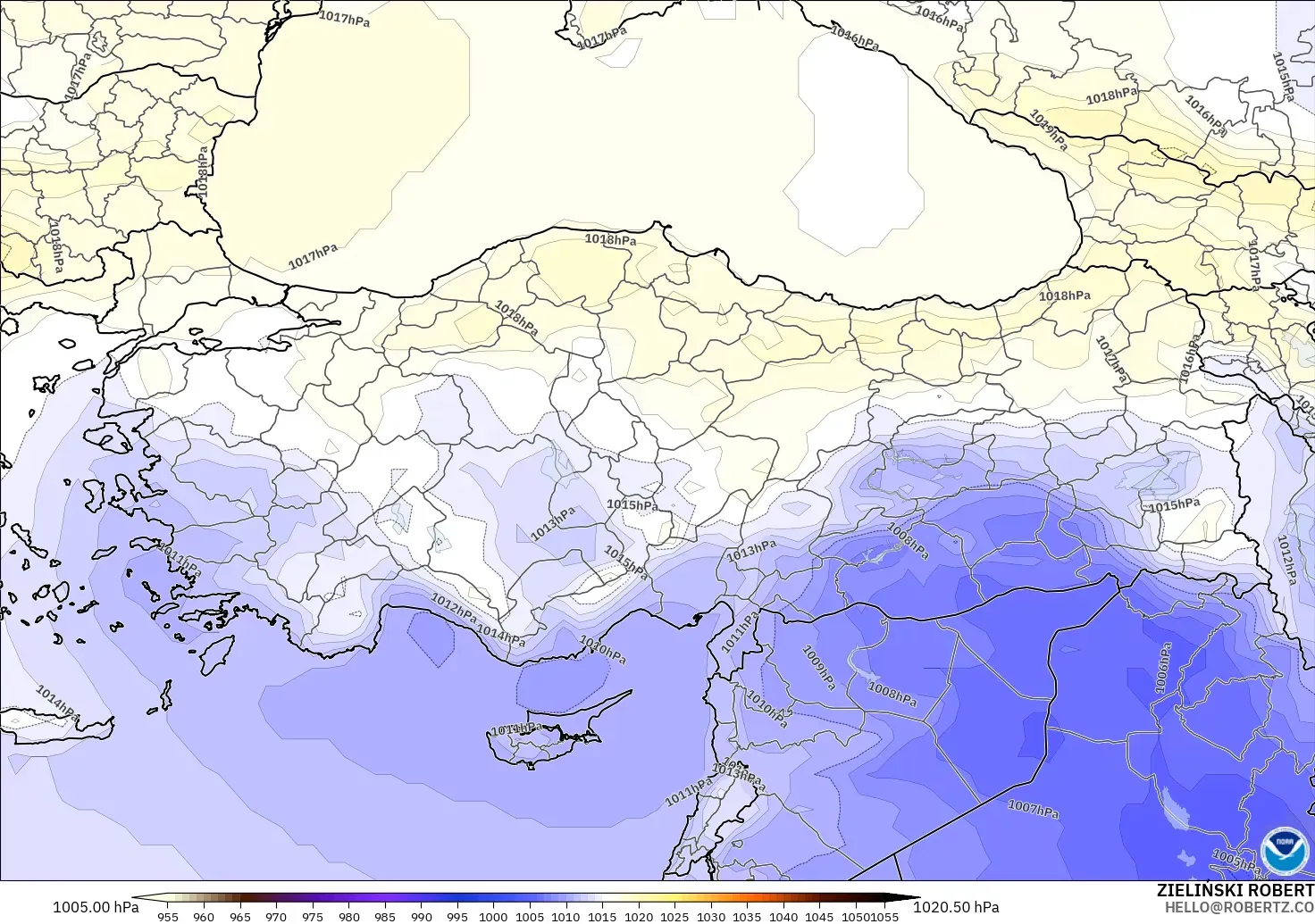 GFS modelo - Turquía, Presión