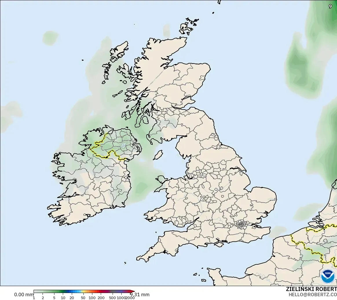 GFS modelo - Reino Unido, Acumulación de precipitación