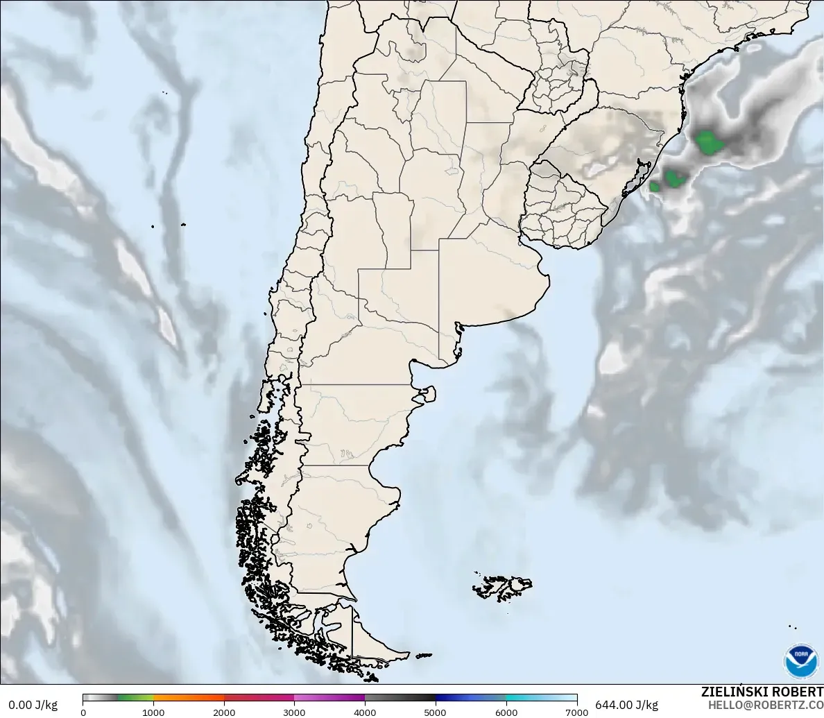 GFS modelo - Argentina, CAPE
