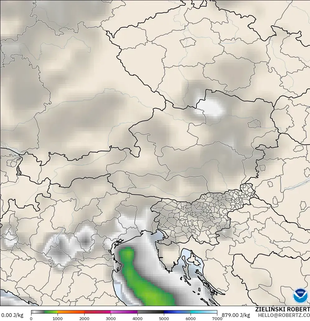 GFS modelo - Austria, CAPE