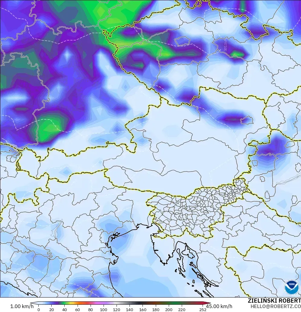GFS modelo - Austria, Ráfagas de viento