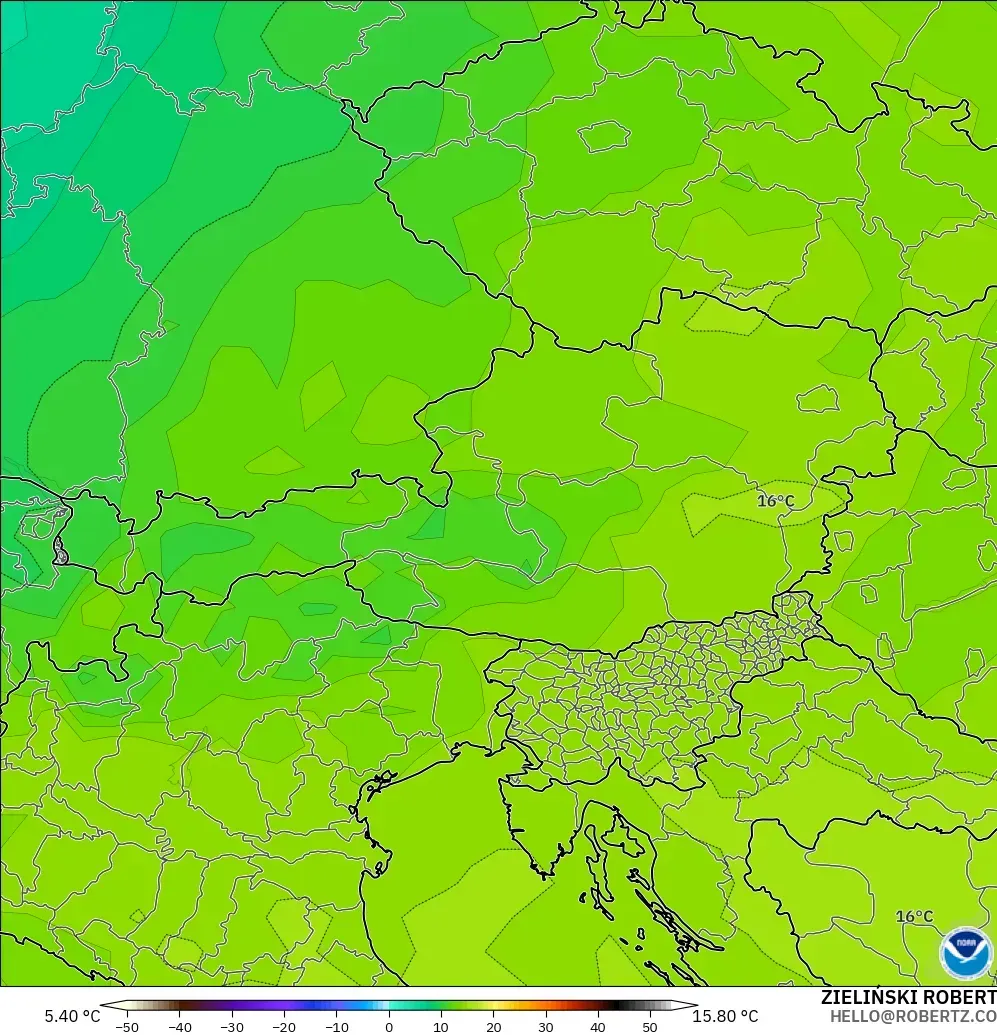GFS modelo - Austria, Temperatura a 850 hPa