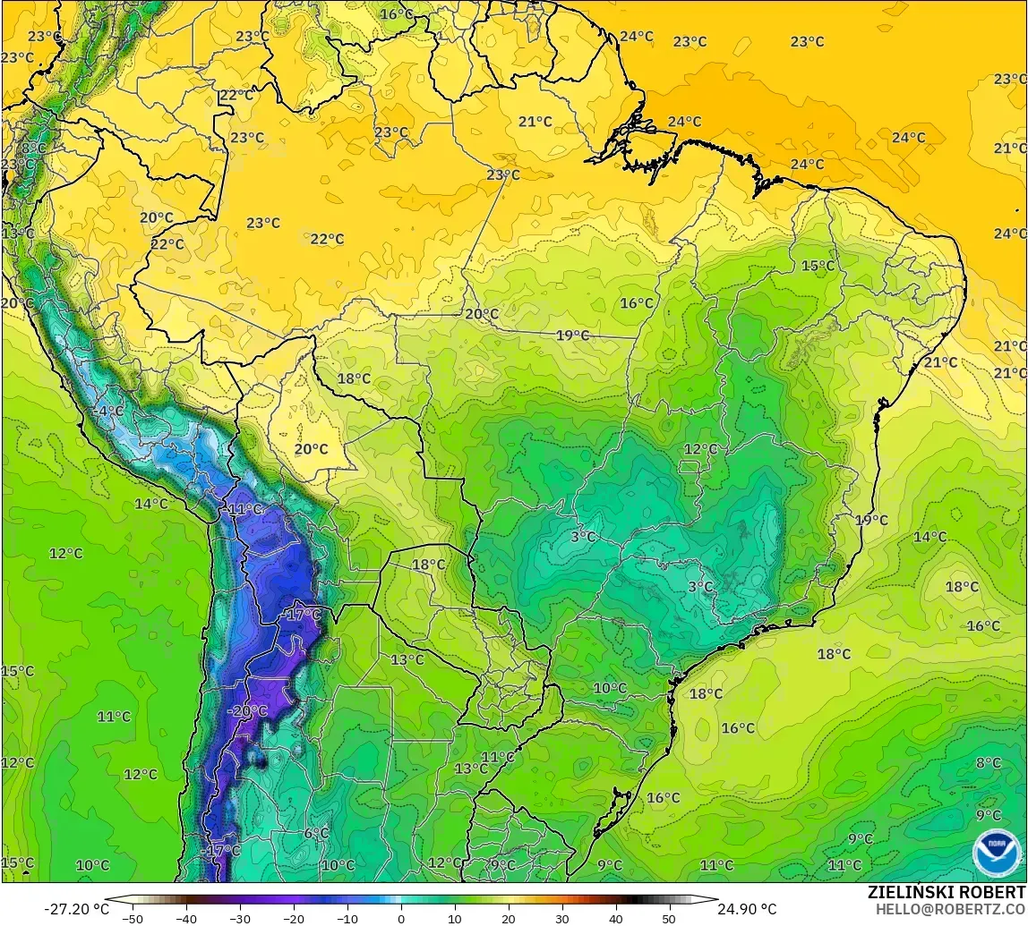 GFS modelo - Brasil, Punto de rocío a 2 m