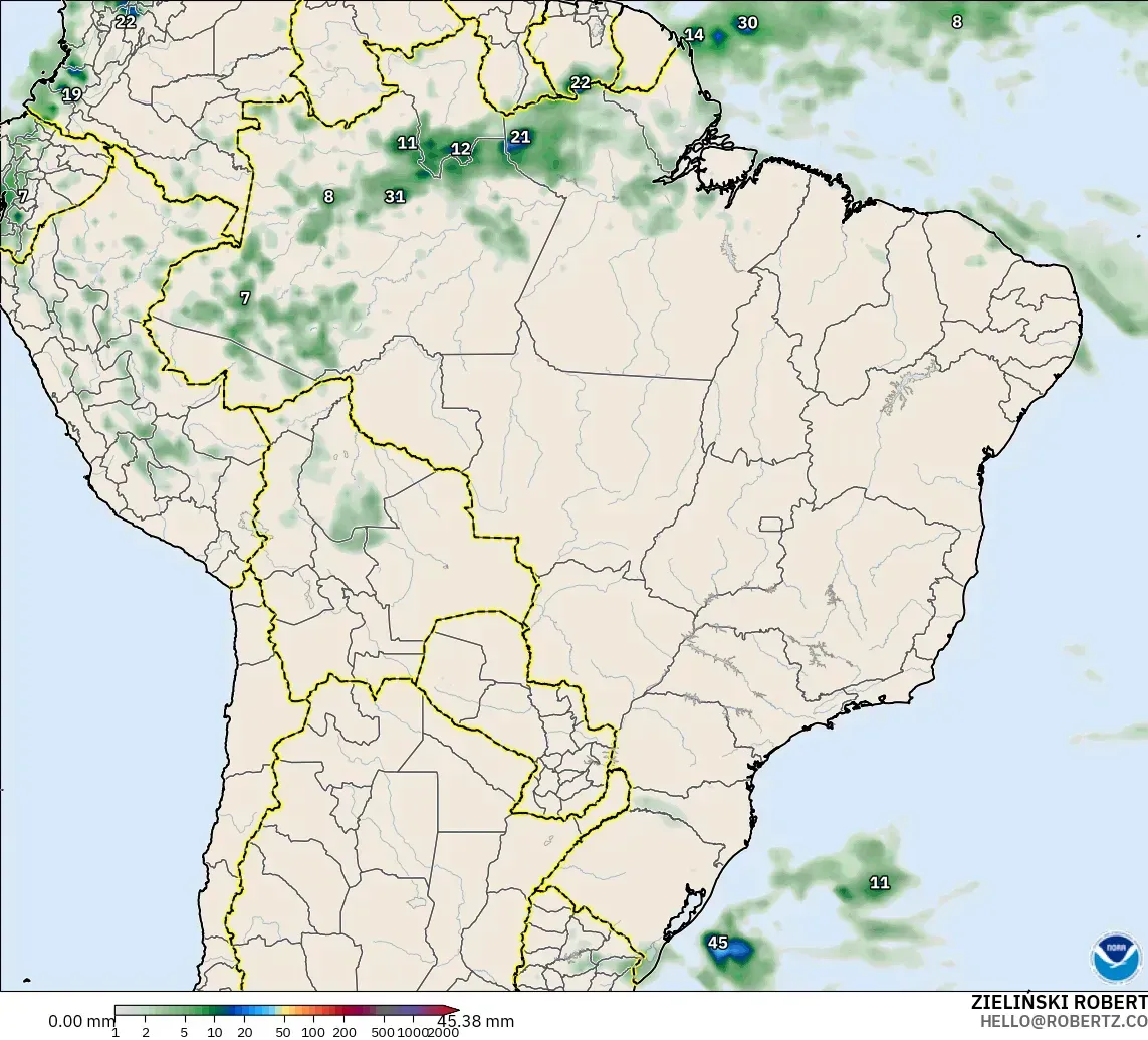 GFS modelo - Brasil, Acumulación de precipitación