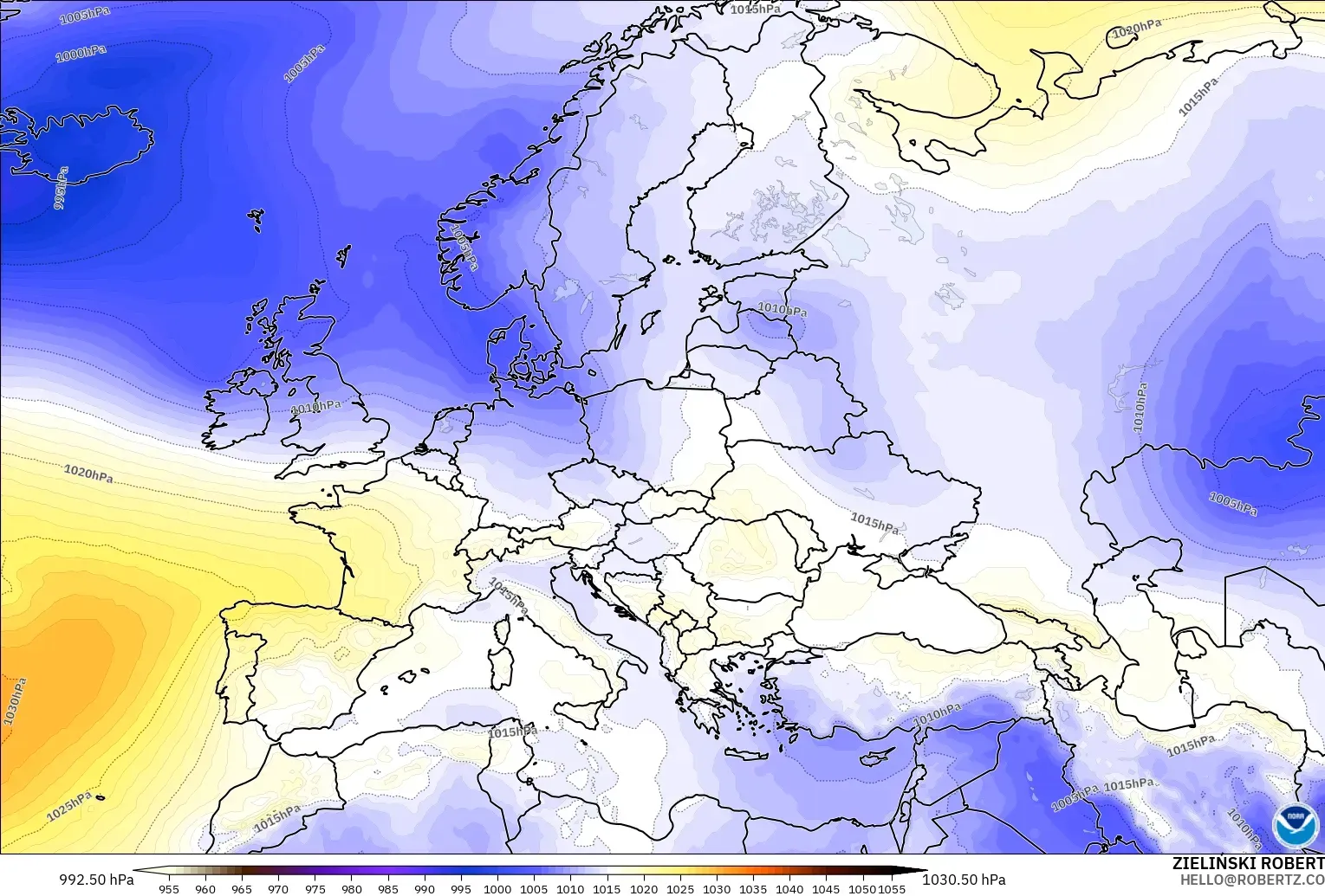 GFS modelo - Europa, Presión