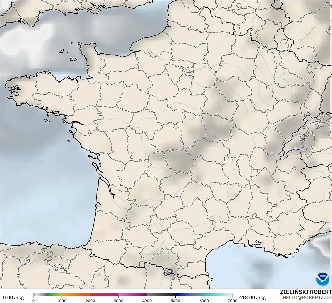 GFS modelo - Francia, CAPE