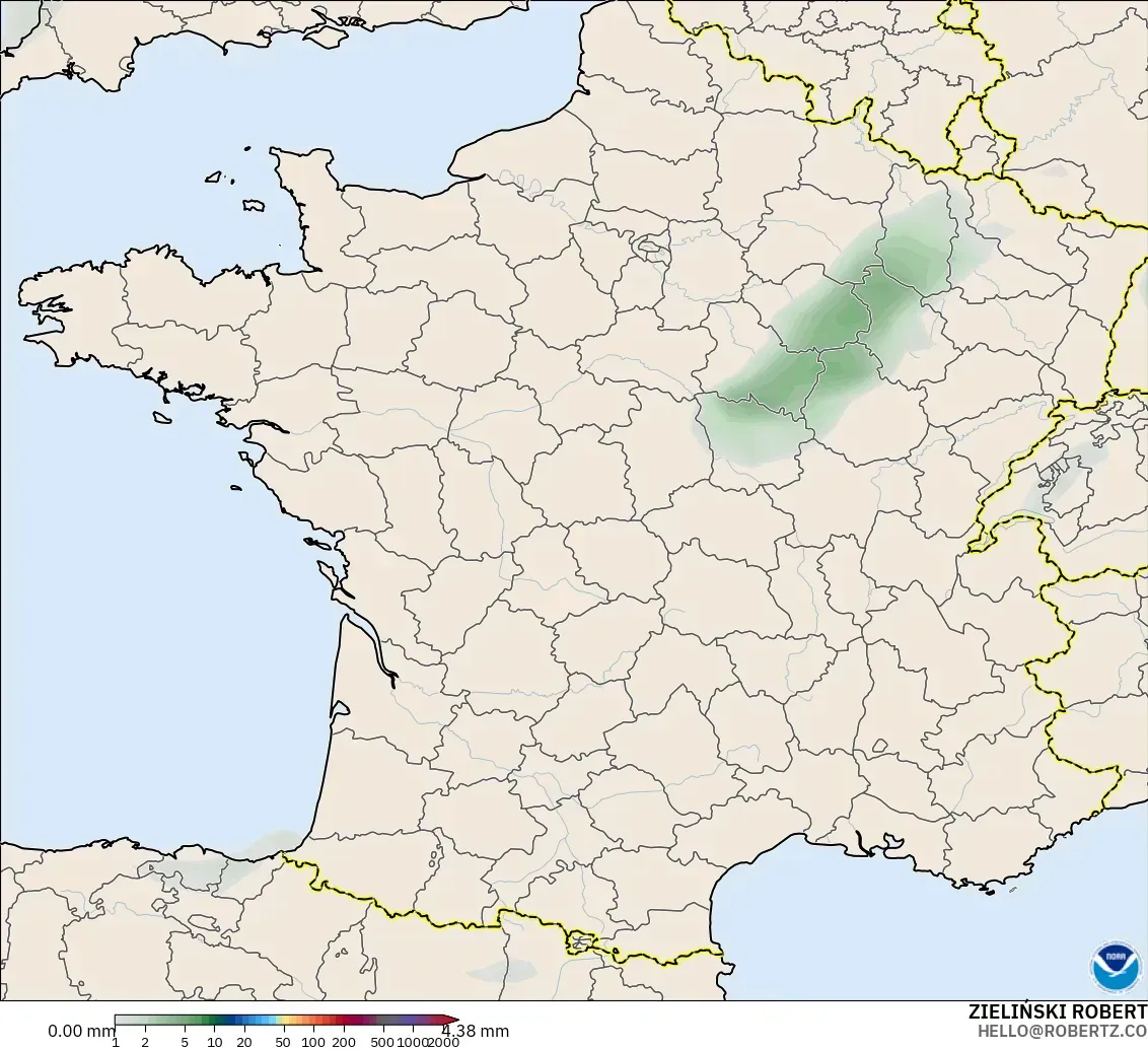 GFS modelo - Francia, Acumulación de precipitación