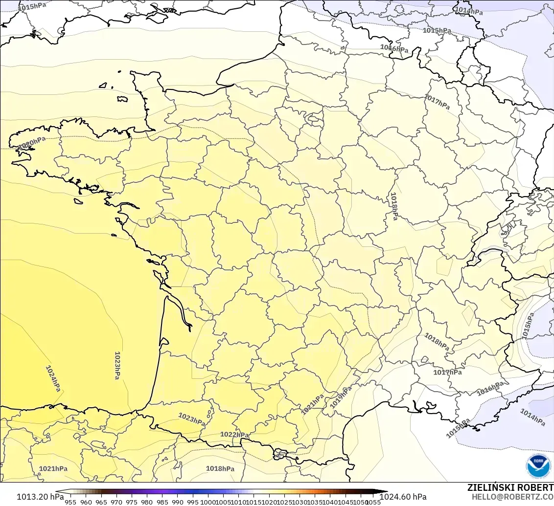 GFS modelo - Francia, Presión