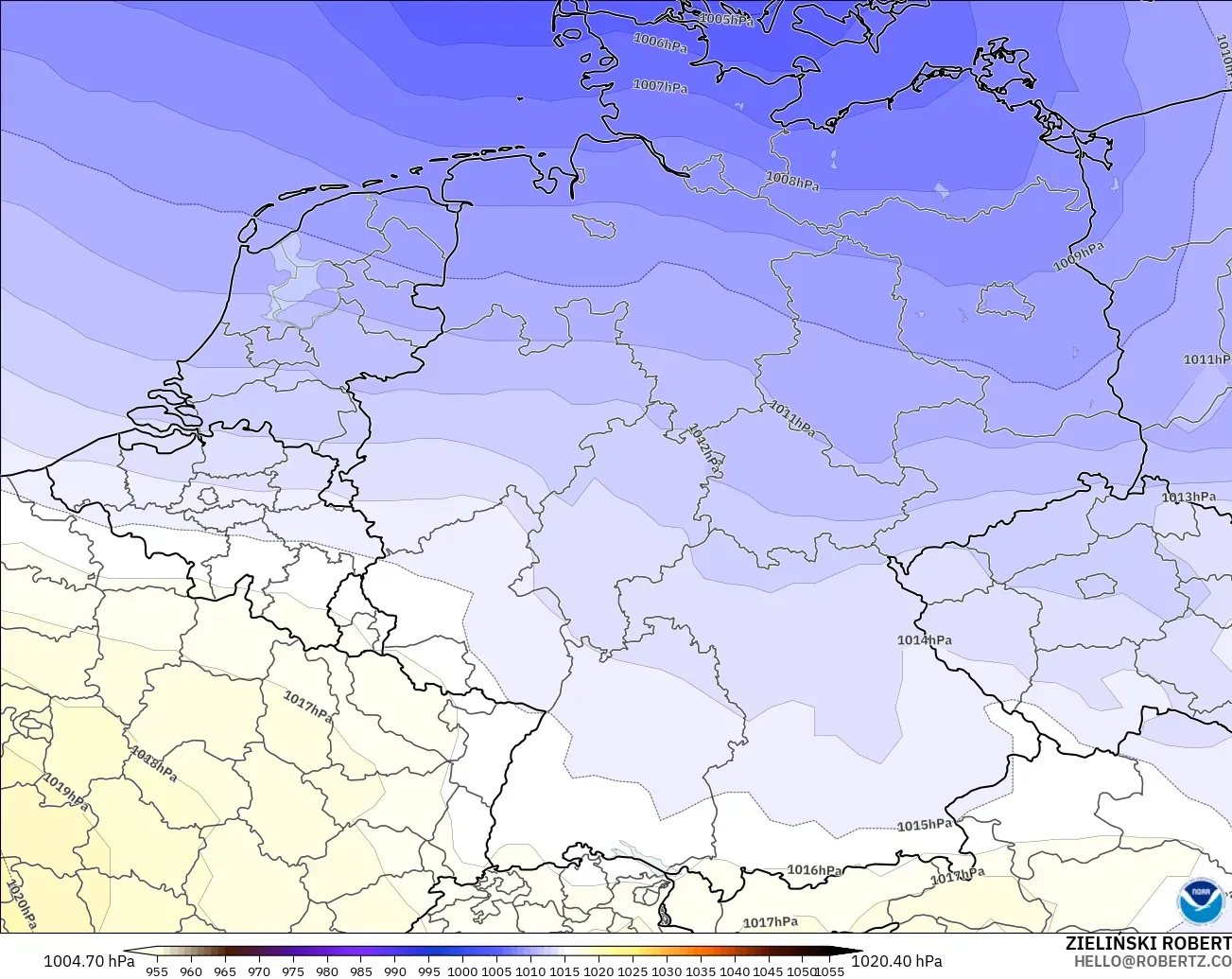 GFS modelo - Alemania, Presión