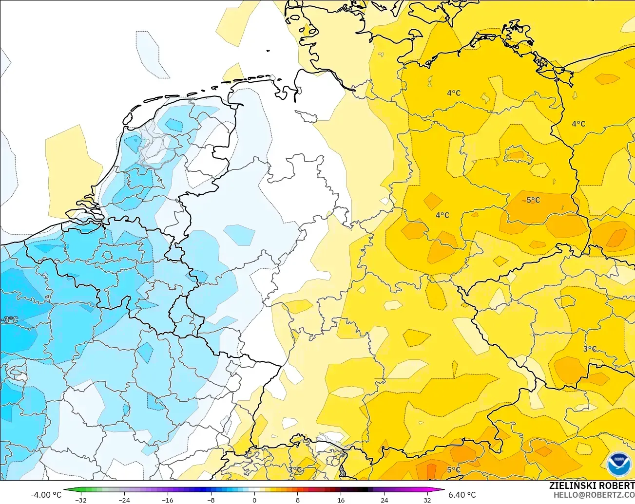 GFS modelo - Alemania, Anomalía de temperatura a 2 m