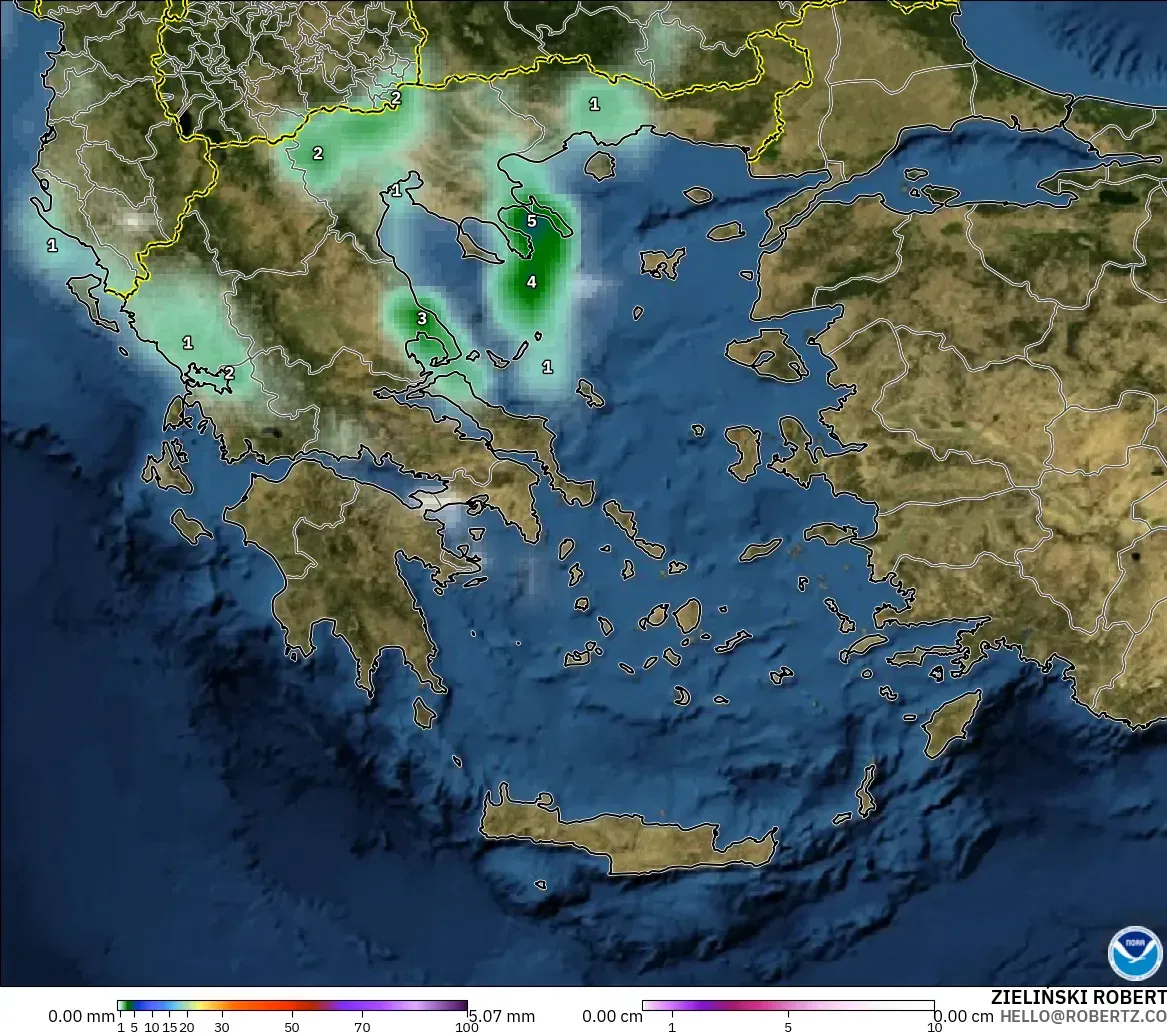 GFS modelo - Grecia, Precipitación, nubes y presión