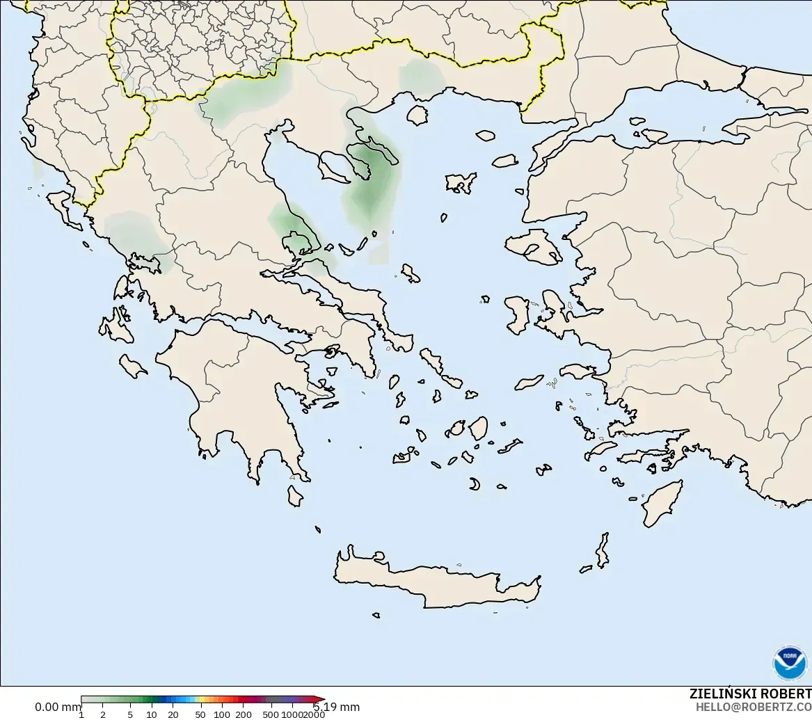 GFS modelo - Grecia, Acumulación de precipitación