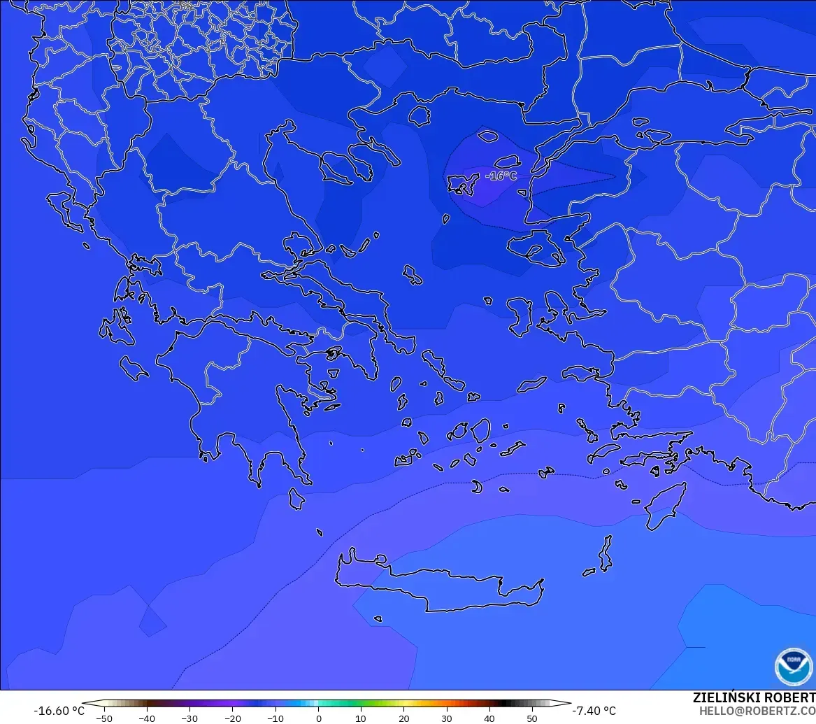 GFS modelo - Grecia, Temperatura a 500 hPa