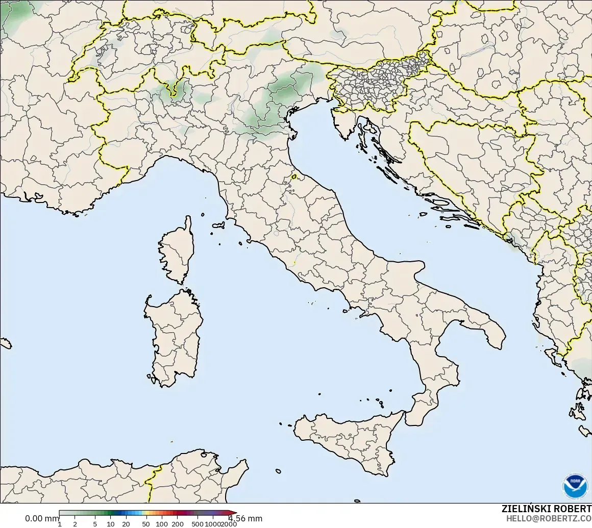GFS modelo - Italia, Acumulación de precipitación