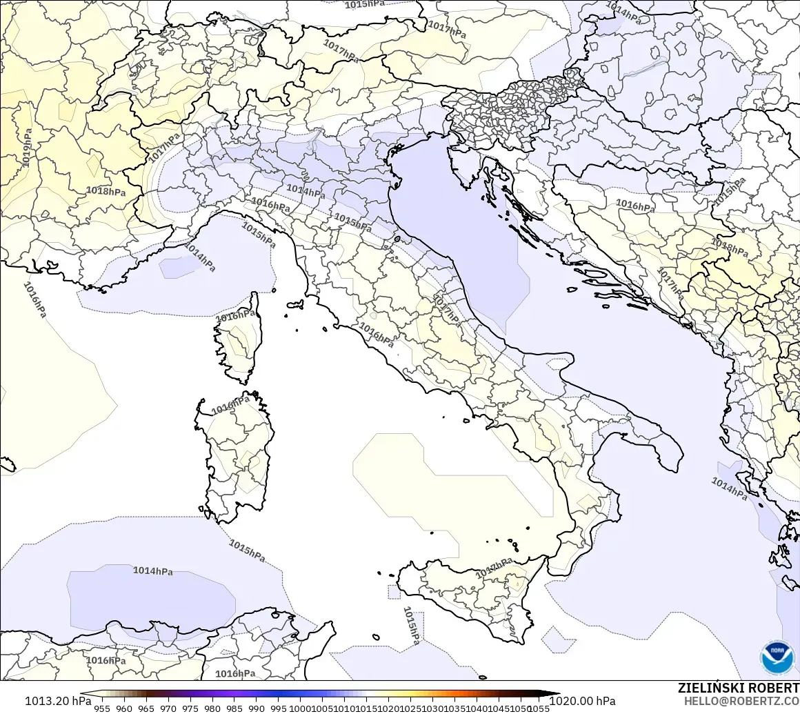 GFS modelo - Italia, Presión