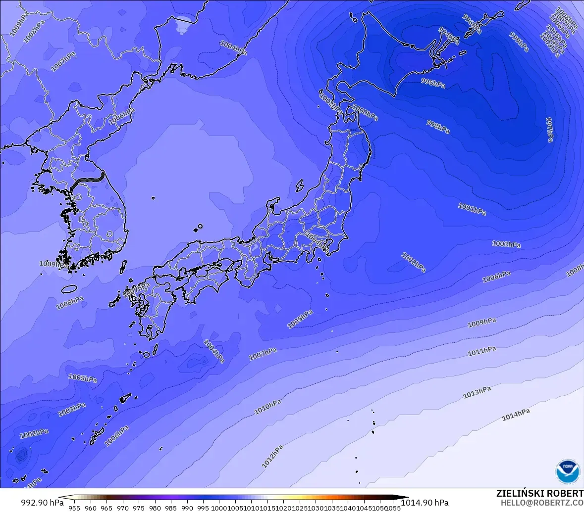 GFS modelo - Japón, Presión