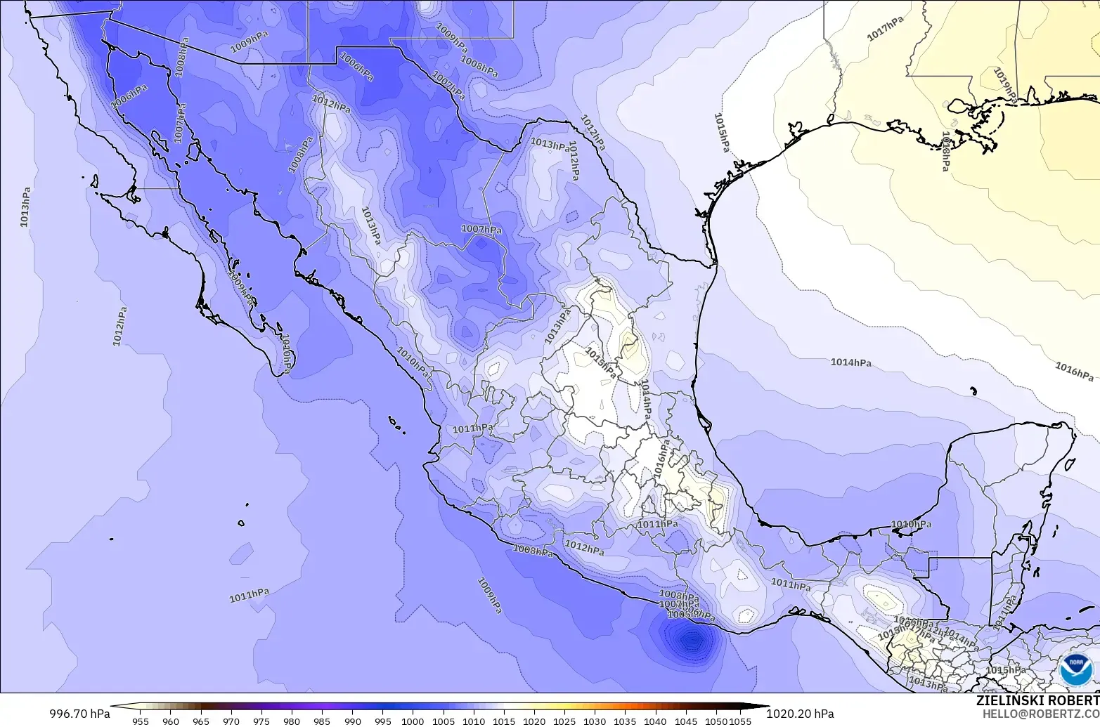 GFS modelo - México, Presión