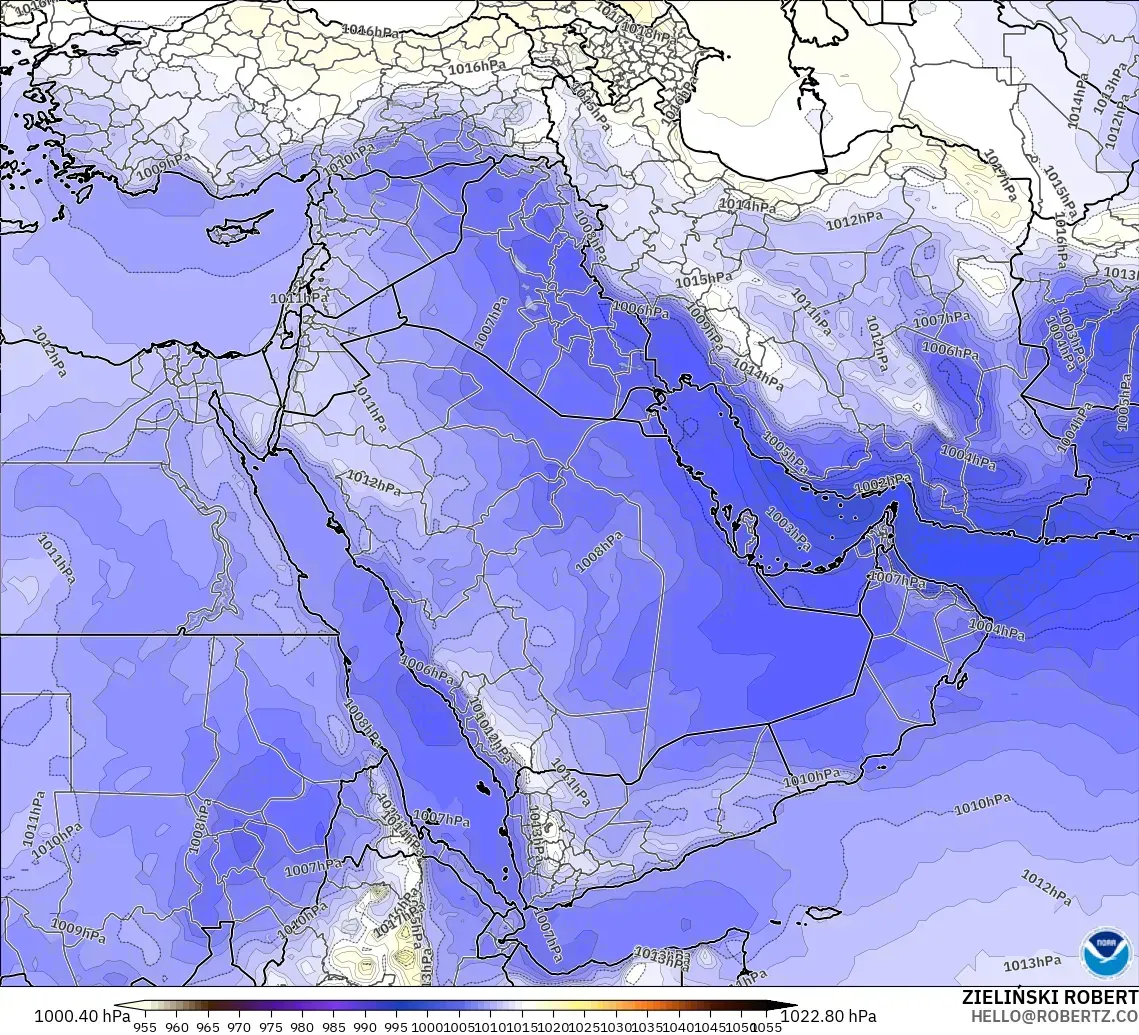 GFS modelo - Oriente Medio, Presión