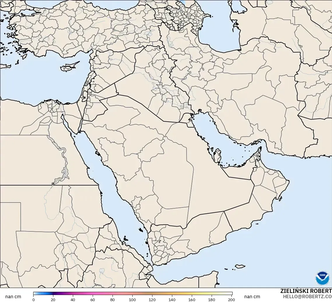 GFS modelo - Oriente Medio, Profundidad de nieve
