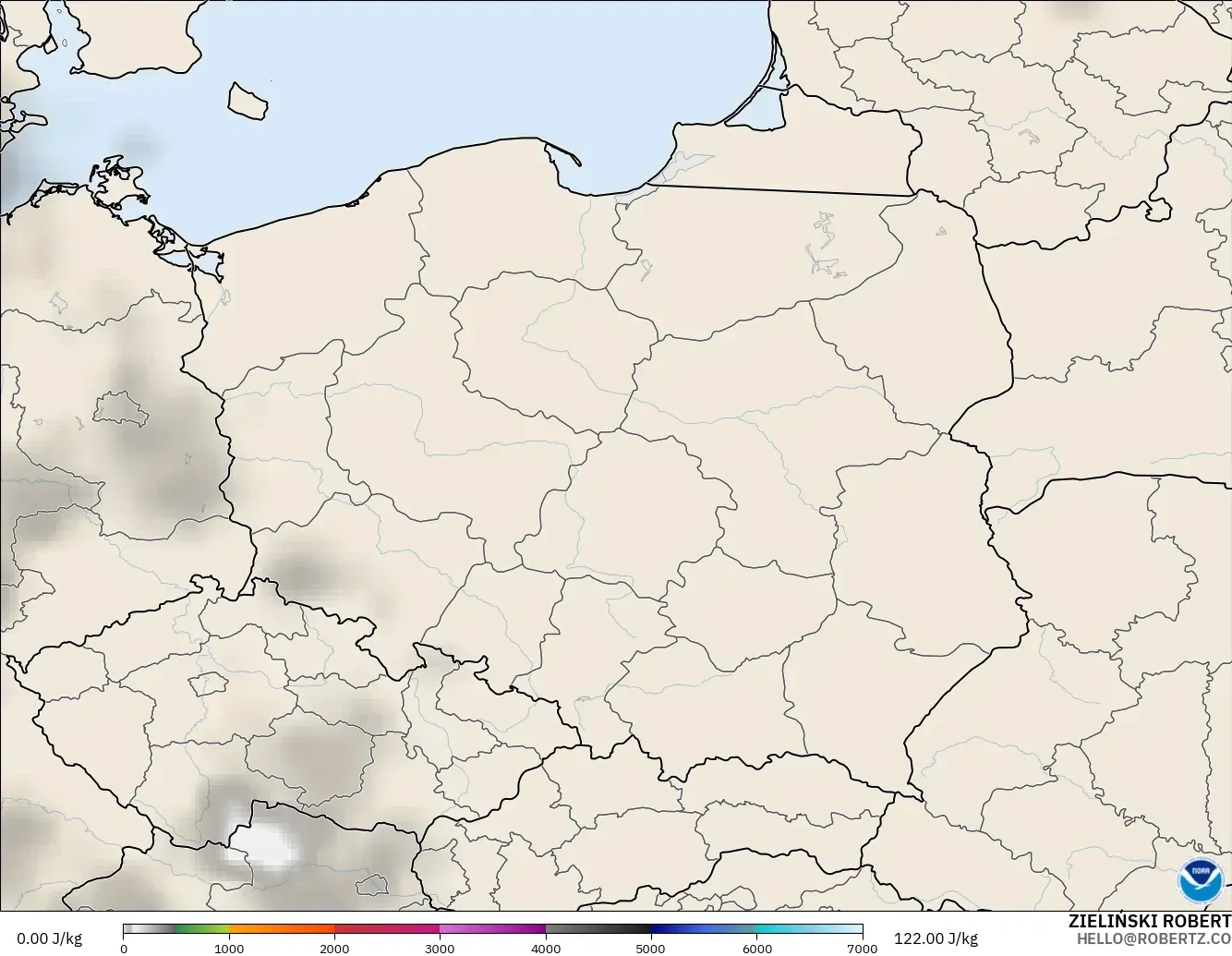 GFS modelo - Polonia, CAPE