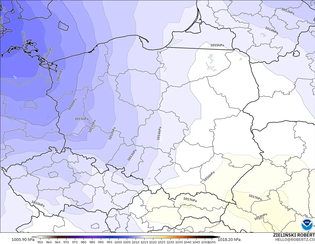 GFS modelo - Polonia, Presión