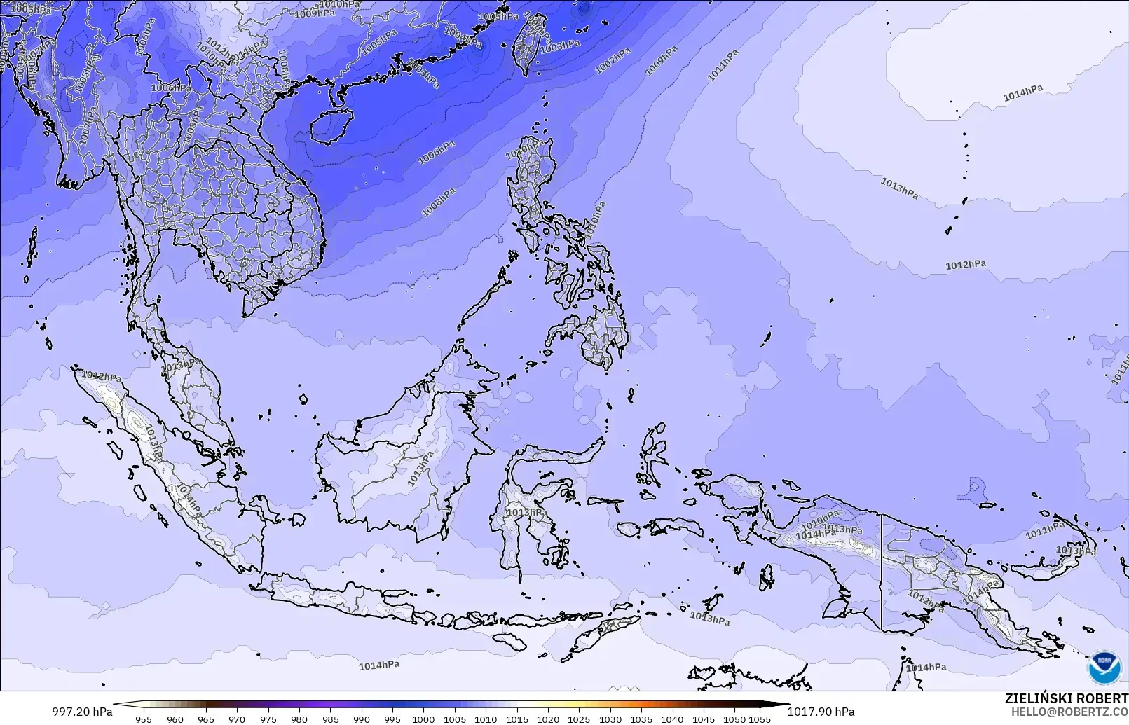 GFS modelo - Sudeste Asiático, Presión
