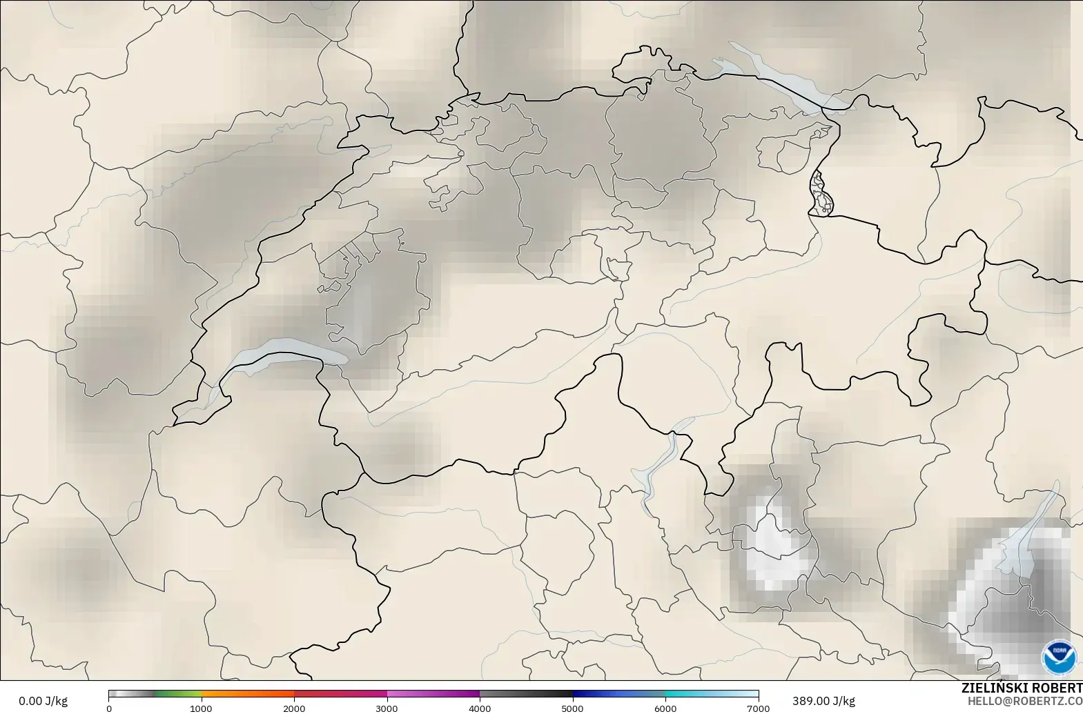 GFS modelo - Suiza, CAPE