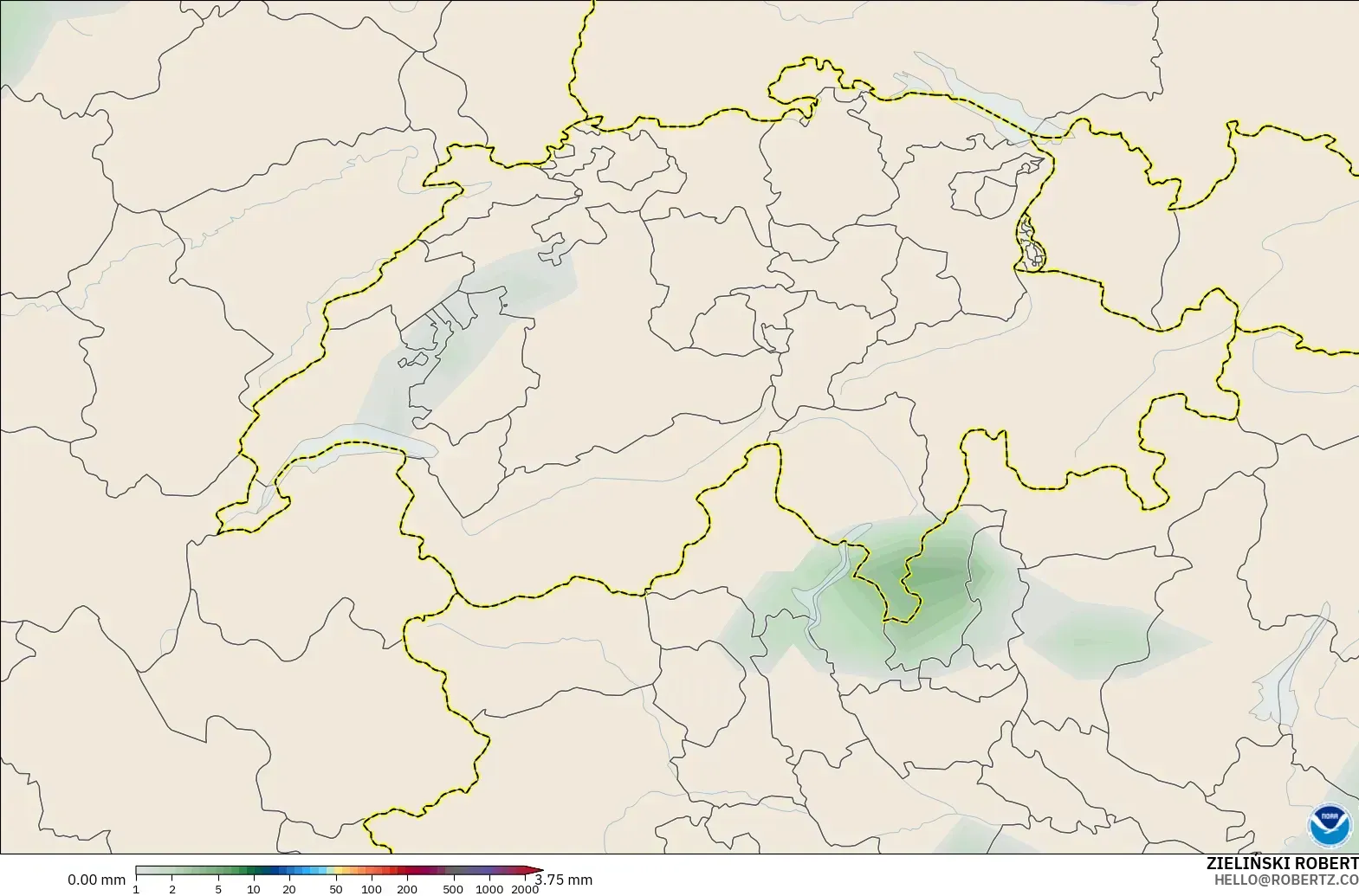 GFS modelo - Suiza, Acumulación de precipitación