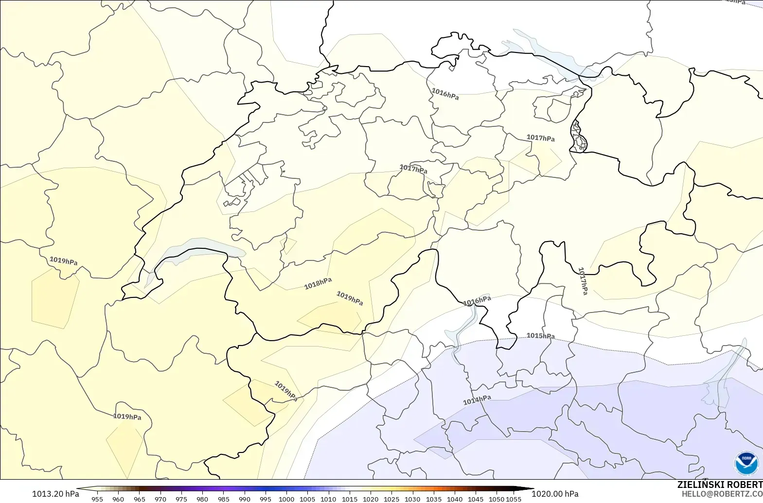 GFS modelo - Suiza, Presión