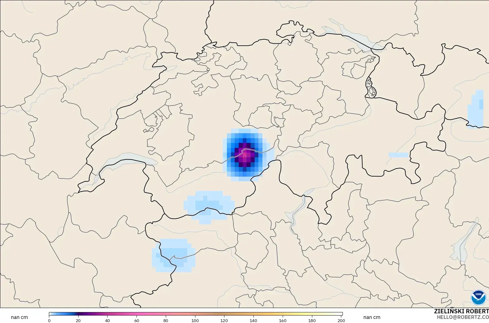 GFS modelo - Suiza, Profundidad de nieve