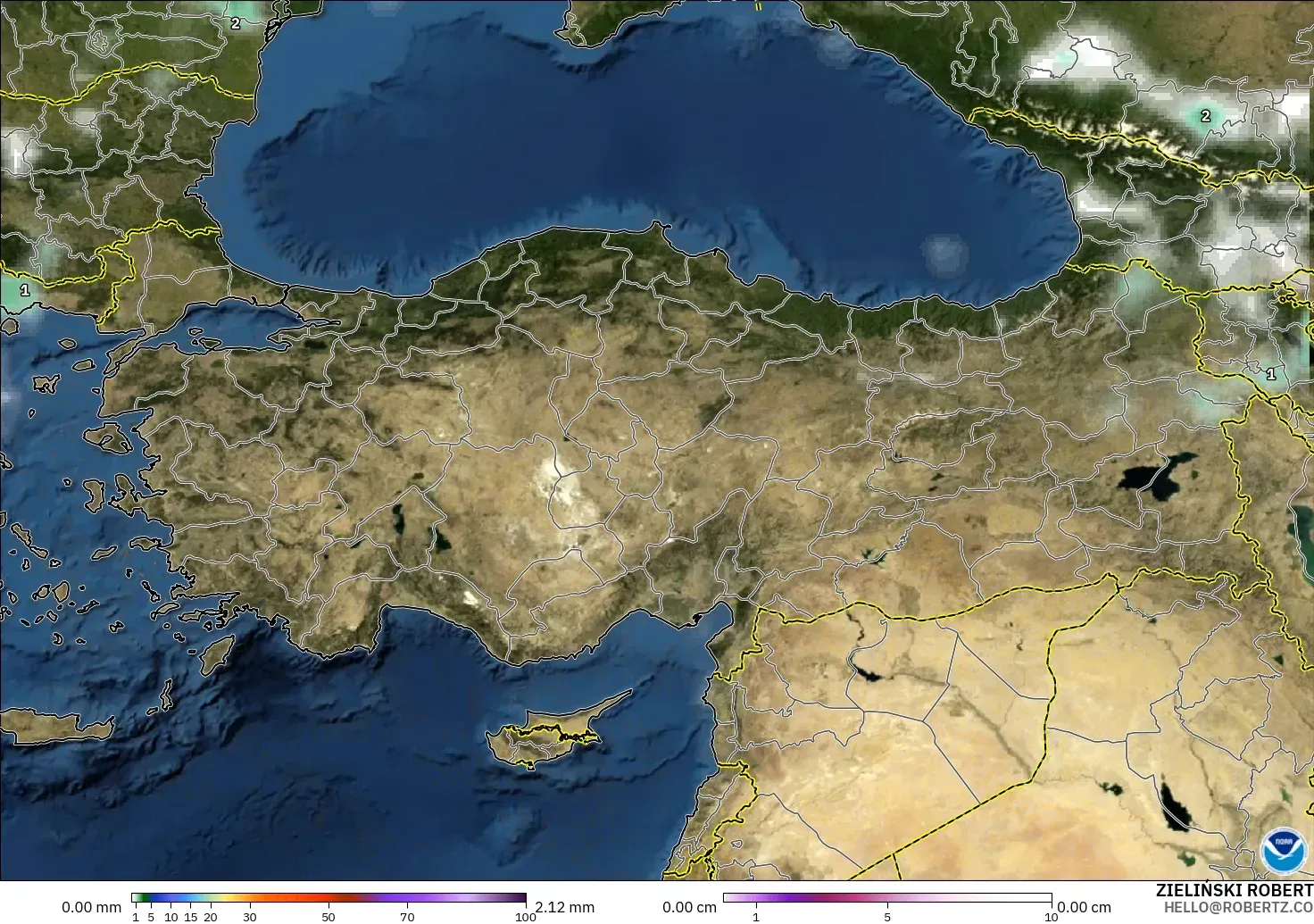 GFS modelo - Turquía, Precipitación, nubes y presión