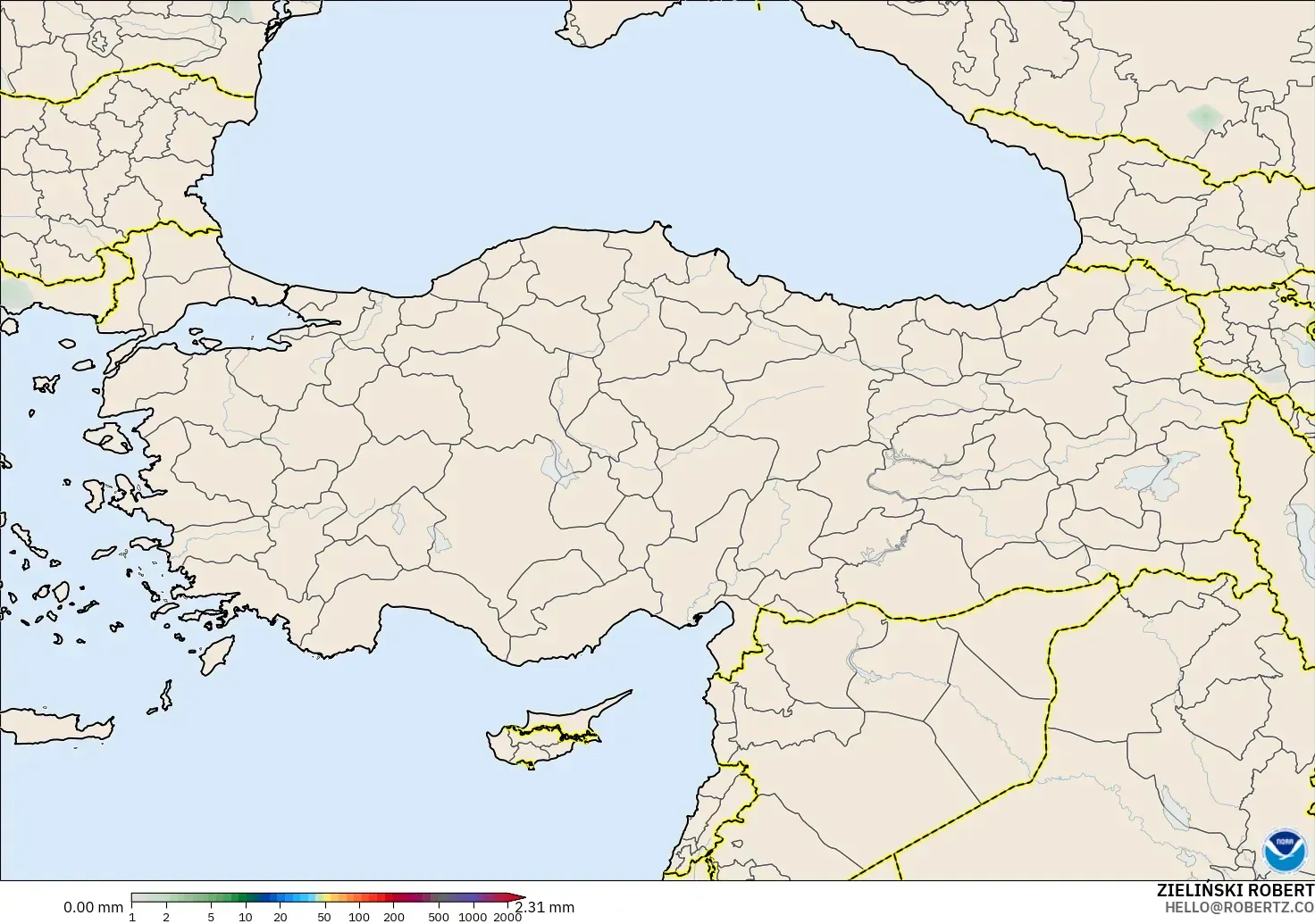 GFS modelo - Turquía, Acumulación de precipitación
