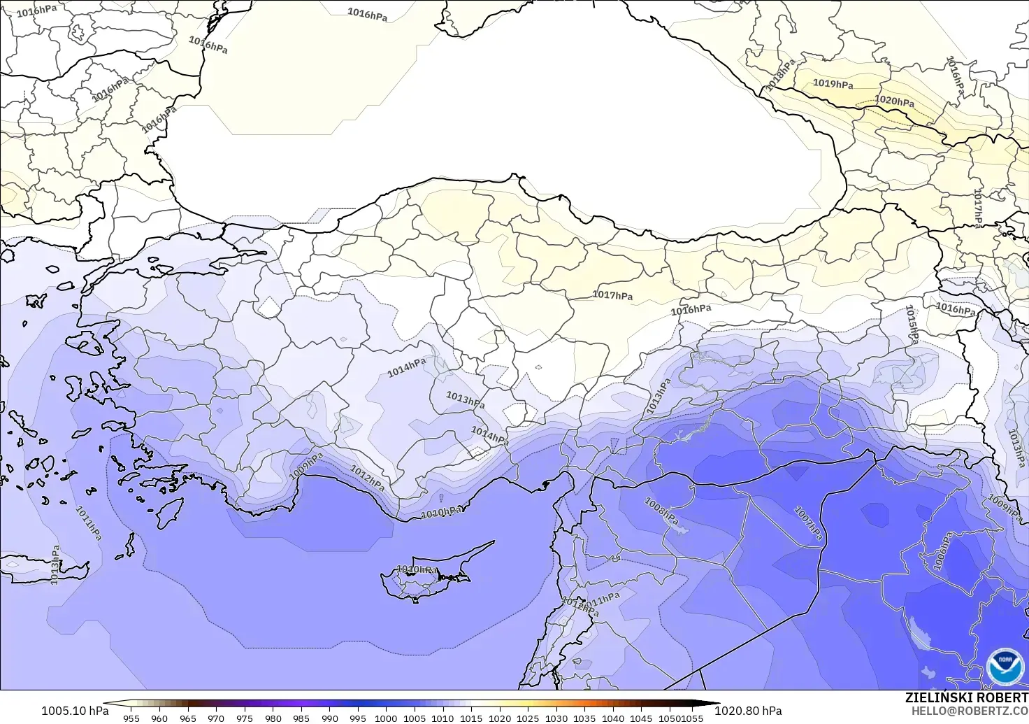 GFS modelo - Turquía, Presión