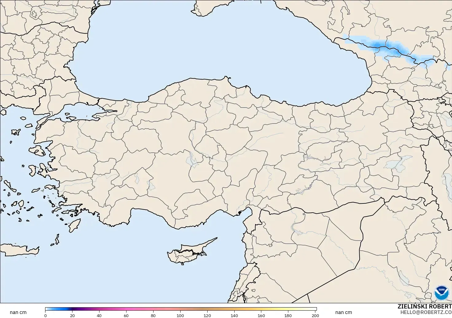 GFS modelo - Turquía, Profundidad de nieve