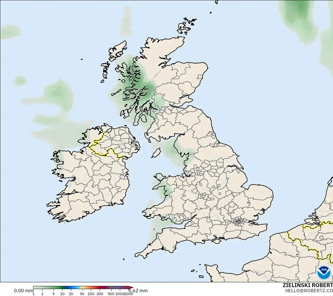 GFS modelo - Reino Unido, Acumulación de precipitación