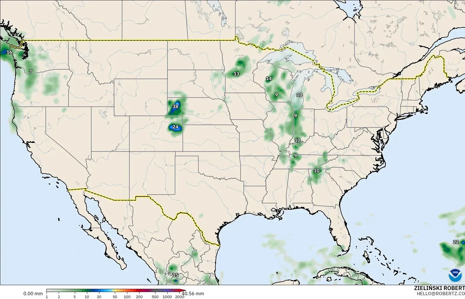 GFS modelo - Estados Unidos, Acumulación de precipitación