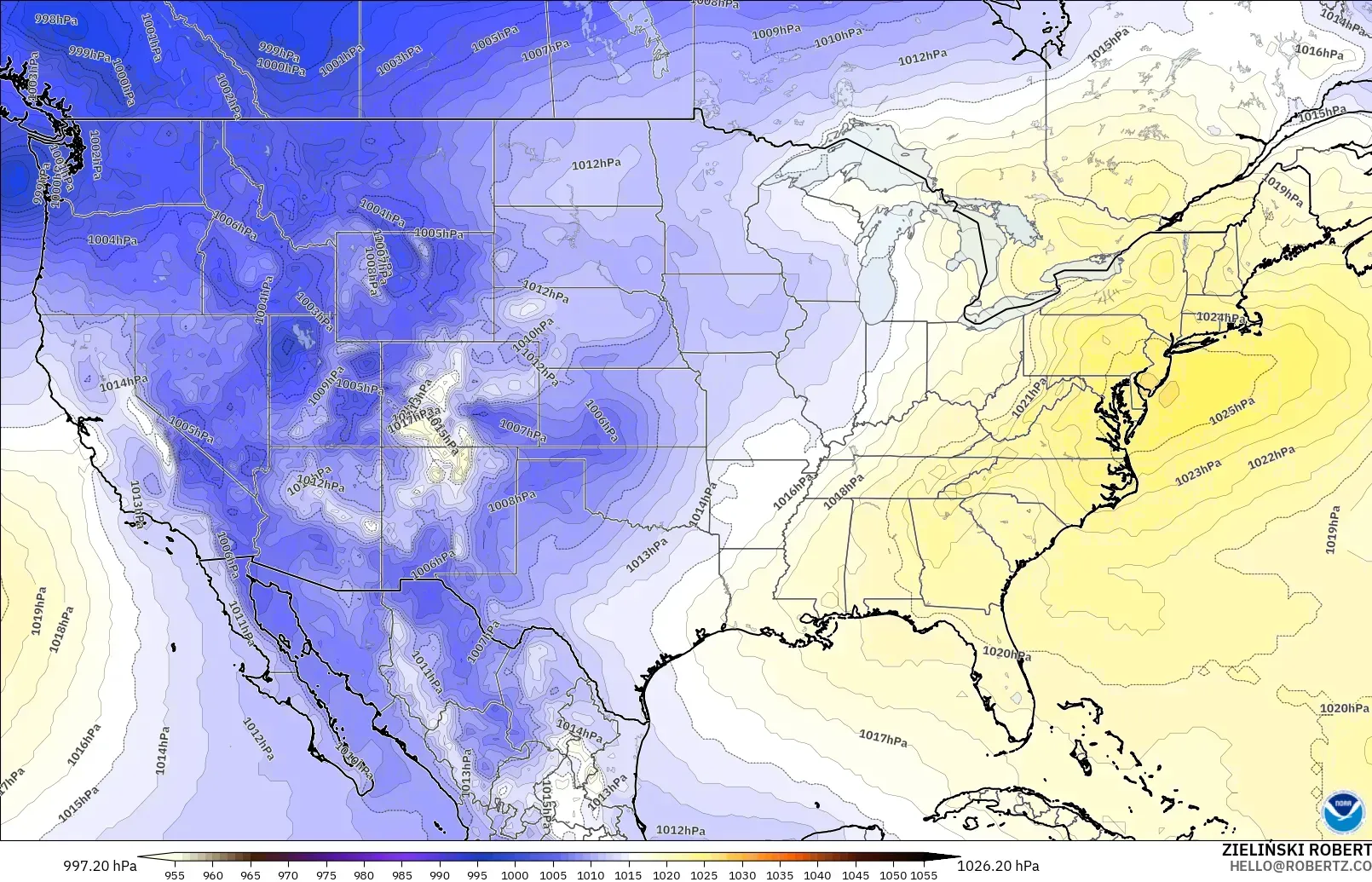 GFS modelo - Estados Unidos, Presión
