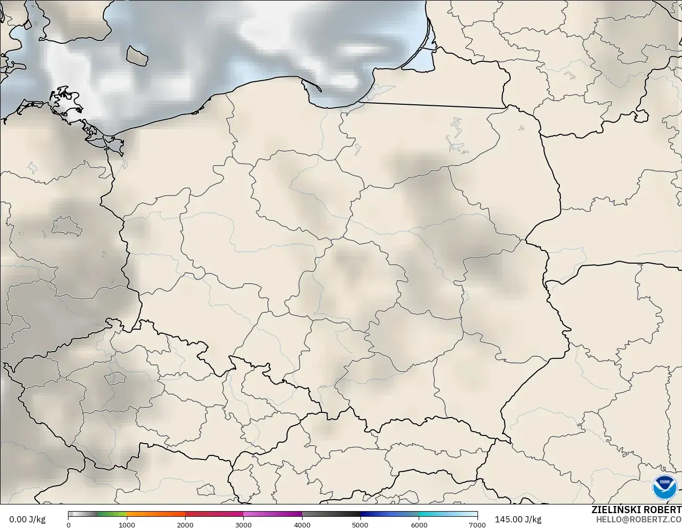 GFS modelo - Polonia, CAPE