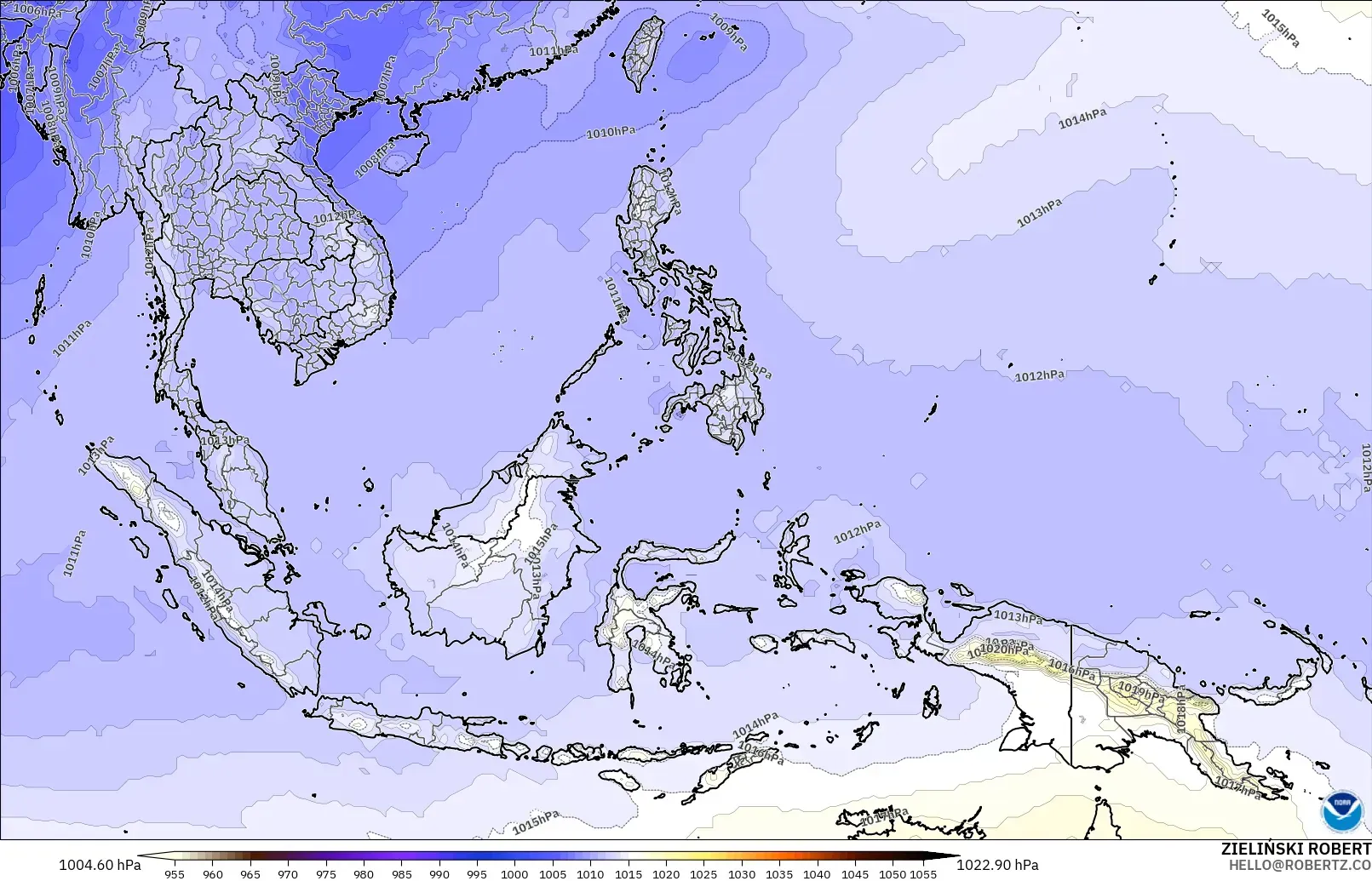 GFS modelo - Sudeste Asiático, Presión