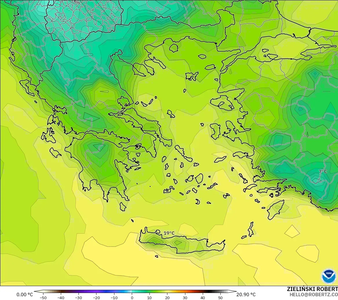 GFS modelo - Grecia, Punto de rocío a 2 m