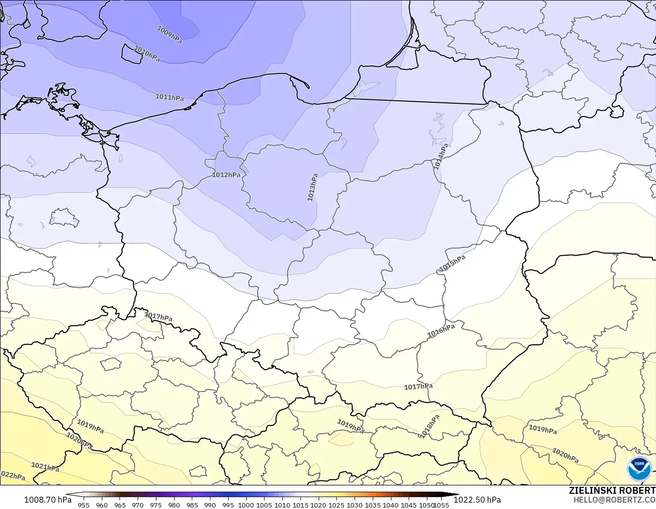 GFS modelo - Polonia, Presión